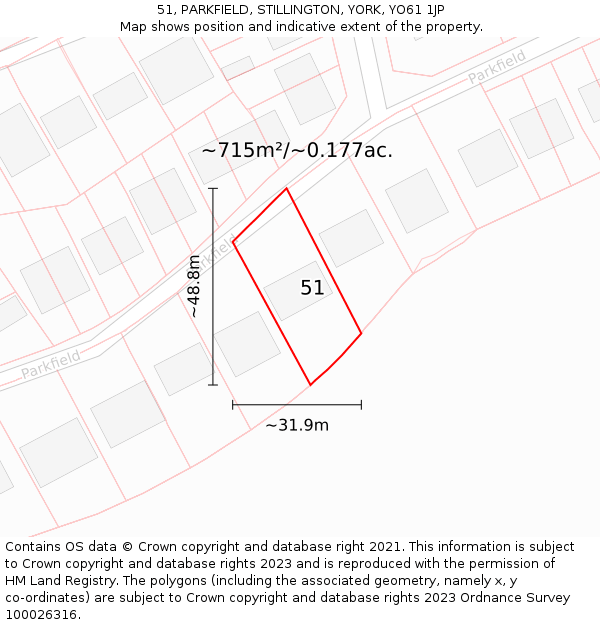 51, PARKFIELD, STILLINGTON, YORK, YO61 1JP: Plot and title map