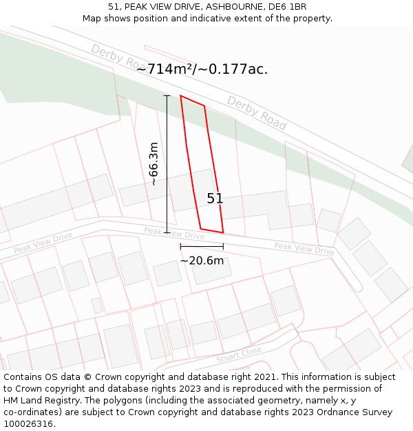 51, PEAK VIEW DRIVE, ASHBOURNE, DE6 1BR: Plot and title map