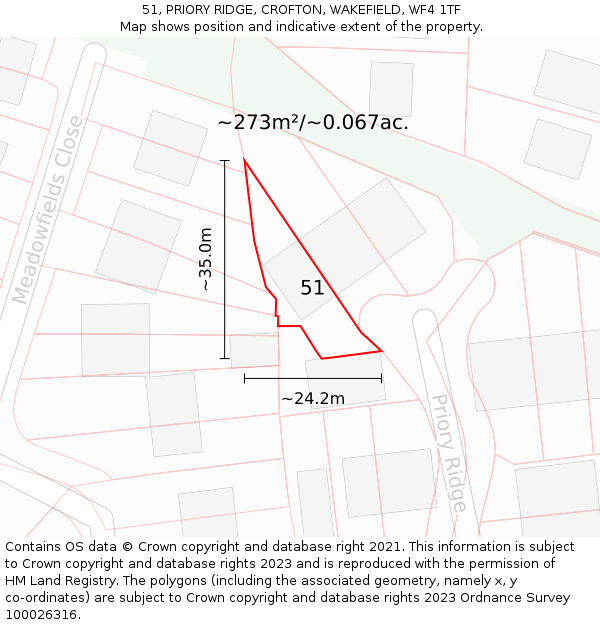 51, PRIORY RIDGE, CROFTON, WAKEFIELD, WF4 1TF: Plot and title map