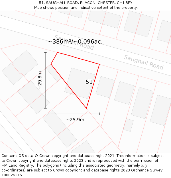 51, SAUGHALL ROAD, BLACON, CHESTER, CH1 5EY: Plot and title map