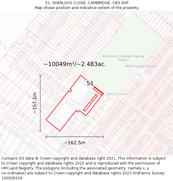 51, SHERLOCK CLOSE, CAMBRIDGE, CB3 0HP: Plot and title map