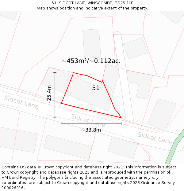 51, SIDCOT LANE, WINSCOMBE, BS25 1LP: Plot and title map