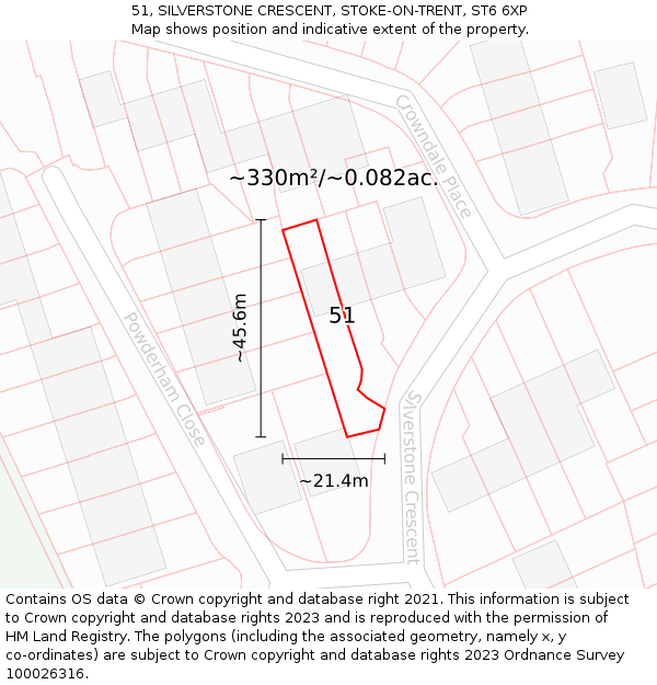 51, SILVERSTONE CRESCENT, STOKE-ON-TRENT, ST6 6XP: Plot and title map