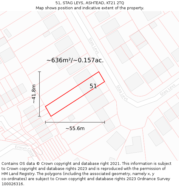 51, STAG LEYS, ASHTEAD, KT21 2TQ: Plot and title map