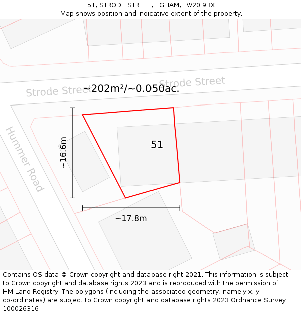 51, STRODE STREET, EGHAM, TW20 9BX: Plot and title map