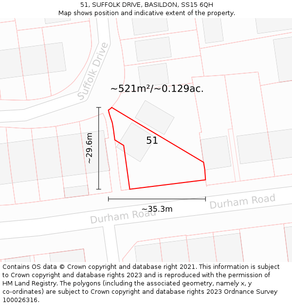 51, SUFFOLK DRIVE, BASILDON, SS15 6QH: Plot and title map