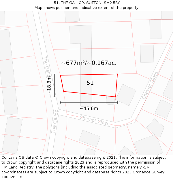 51, THE GALLOP, SUTTON, SM2 5RY: Plot and title map