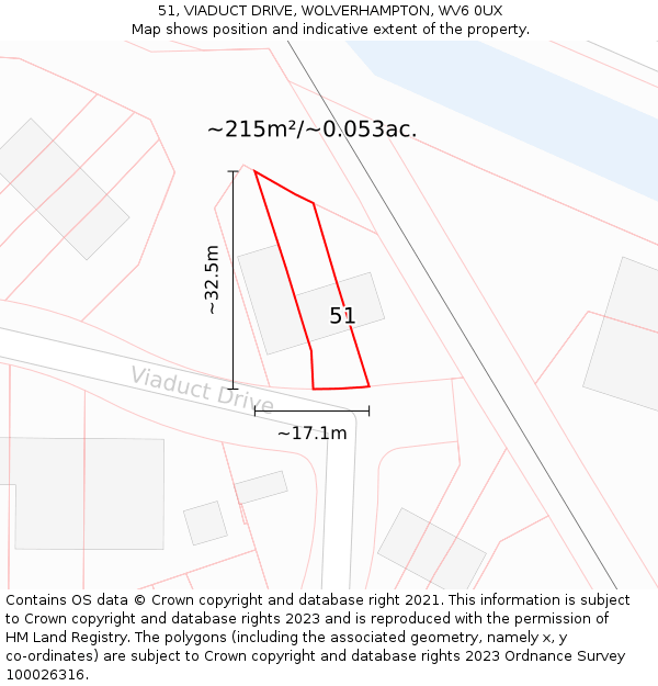 51, VIADUCT DRIVE, WOLVERHAMPTON, WV6 0UX: Plot and title map