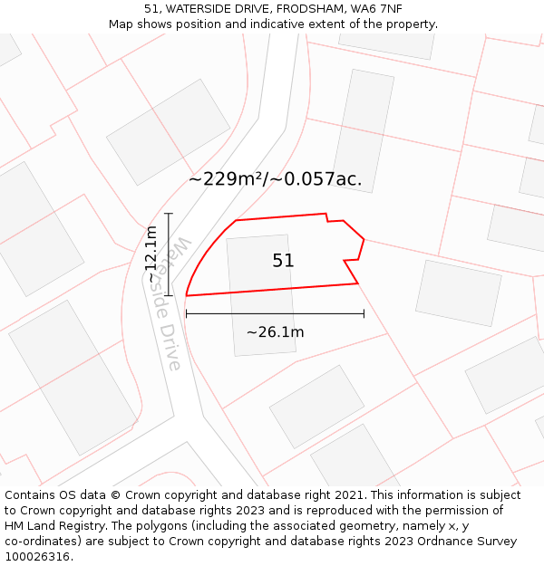 51, WATERSIDE DRIVE, FRODSHAM, WA6 7NF: Plot and title map
