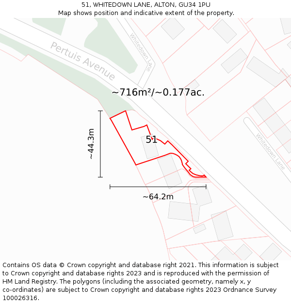 51, WHITEDOWN LANE, ALTON, GU34 1PU: Plot and title map