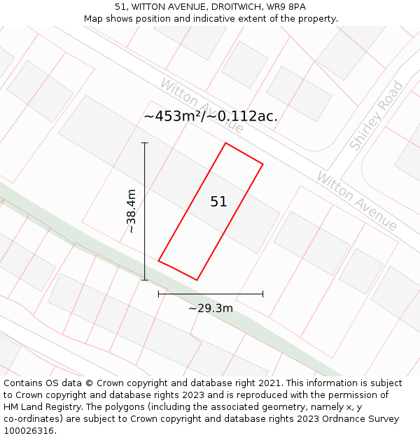 51, WITTON AVENUE, DROITWICH, WR9 8PA: Plot and title map