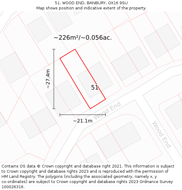 51, WOOD END, BANBURY, OX16 9SU: Plot and title map