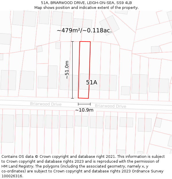 51A, BRIARWOOD DRIVE, LEIGH-ON-SEA, SS9 4LB: Plot and title map