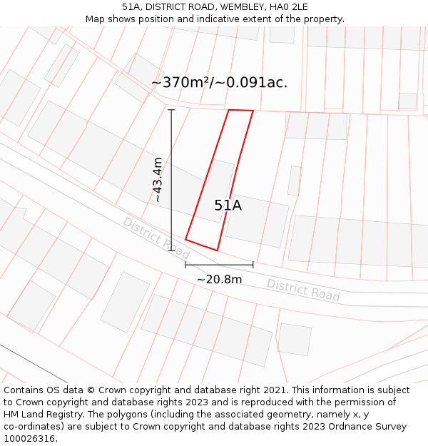 51A, DISTRICT ROAD, WEMBLEY, HA0 2LE: Plot and title map