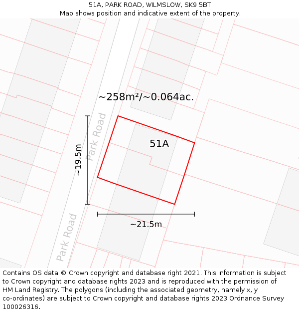 51A, PARK ROAD, WILMSLOW, SK9 5BT: Plot and title map