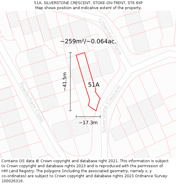 51A, SILVERSTONE CRESCENT, STOKE-ON-TRENT, ST6 6XP: Plot and title map