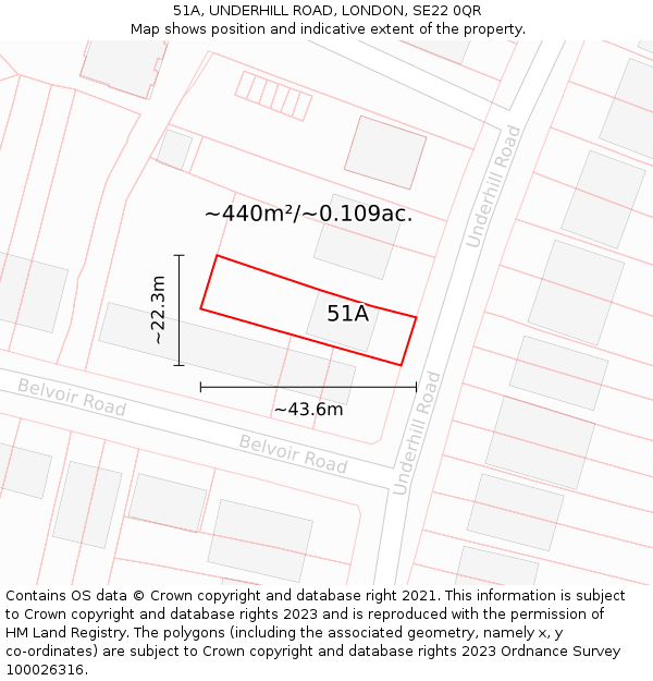 51A, UNDERHILL ROAD, LONDON, SE22 0QR: Plot and title map