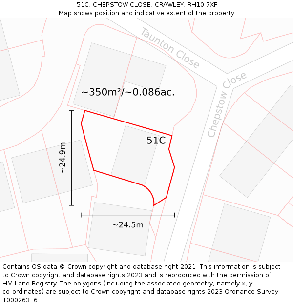51C, CHEPSTOW CLOSE, CRAWLEY, RH10 7XF: Plot and title map