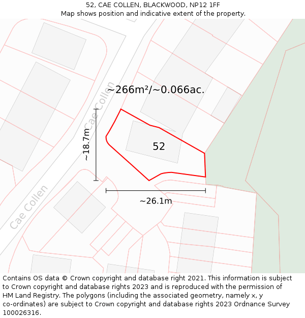 52, CAE COLLEN, BLACKWOOD, NP12 1FF: Plot and title map