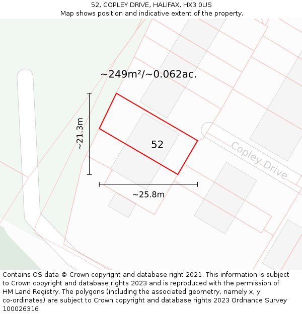 52, COPLEY DRIVE, HALIFAX, HX3 0US: Plot and title map