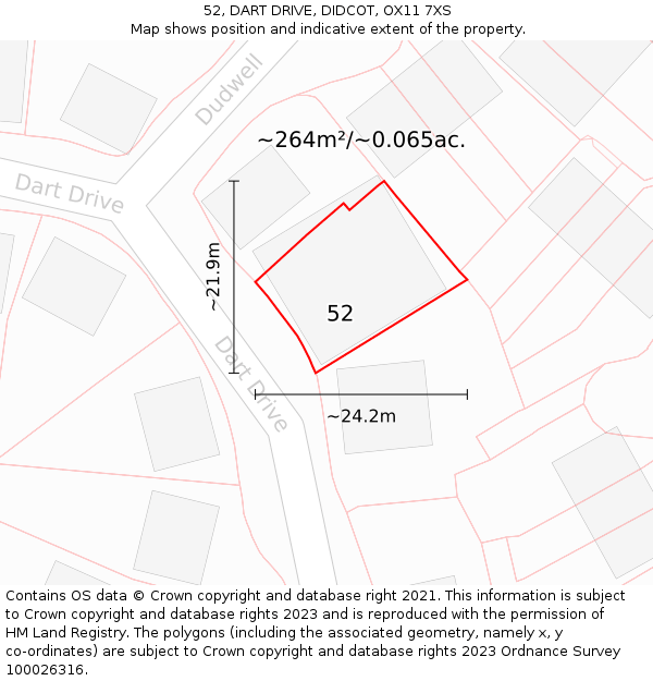 52, DART DRIVE, DIDCOT, OX11 7XS: Plot and title map