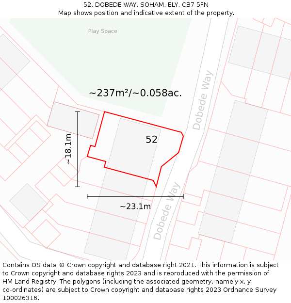 52, DOBEDE WAY, SOHAM, ELY, CB7 5FN: Plot and title map