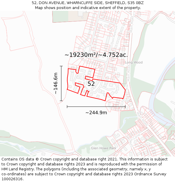 52, DON AVENUE, WHARNCLIFFE SIDE, SHEFFIELD, S35 0BZ: Plot and title map