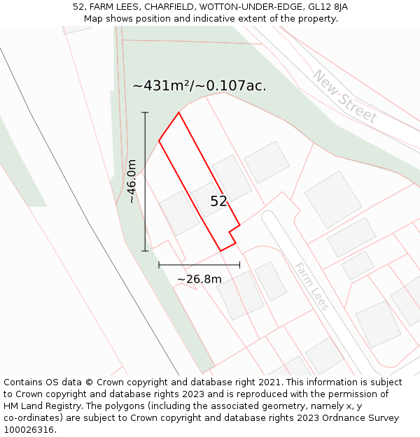 52, FARM LEES, CHARFIELD, WOTTON-UNDER-EDGE, GL12 8JA: Plot and title map