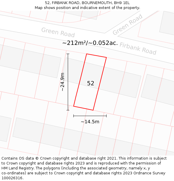 52, FIRBANK ROAD, BOURNEMOUTH, BH9 1EL: Plot and title map