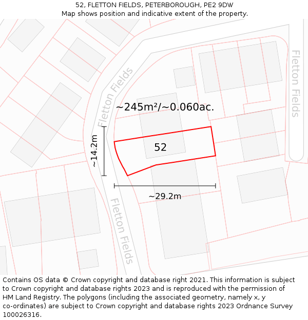 52, FLETTON FIELDS, PETERBOROUGH, PE2 9DW: Plot and title map