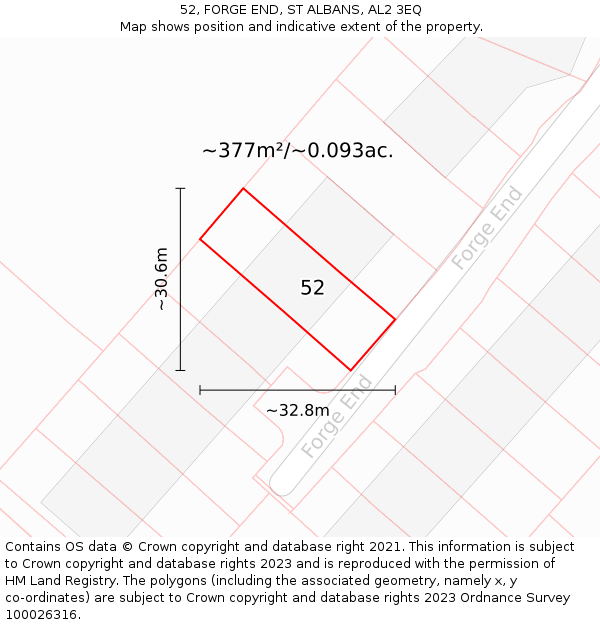 52, FORGE END, ST ALBANS, AL2 3EQ: Plot and title map