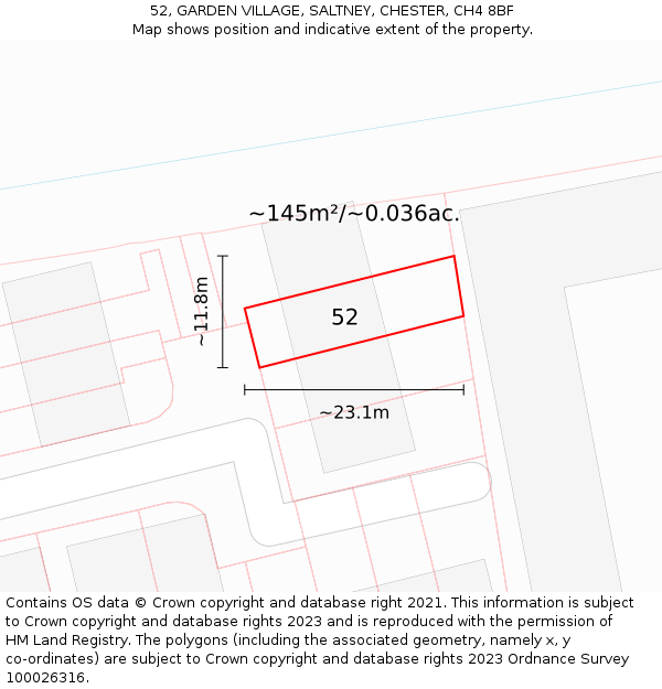 52, GARDEN VILLAGE, SALTNEY, CHESTER, CH4 8BF: Plot and title map