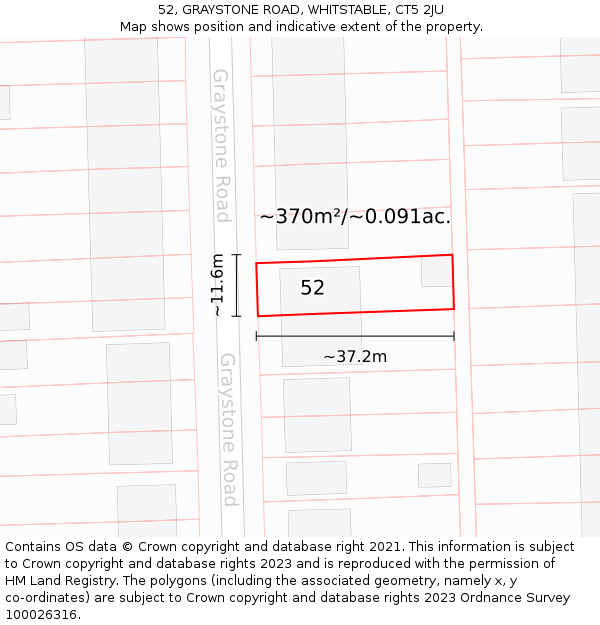 52, GRAYSTONE ROAD, WHITSTABLE, CT5 2JU: Plot and title map