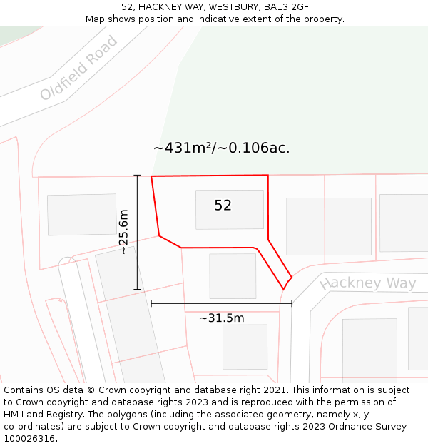 52, HACKNEY WAY, WESTBURY, BA13 2GF: Plot and title map