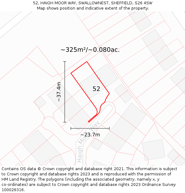 52, HAIGH MOOR WAY, SWALLOWNEST, SHEFFIELD, S26 4SW: Plot and title map