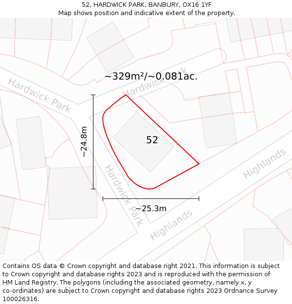 52, HARDWICK PARK, BANBURY, OX16 1YF: Plot and title map