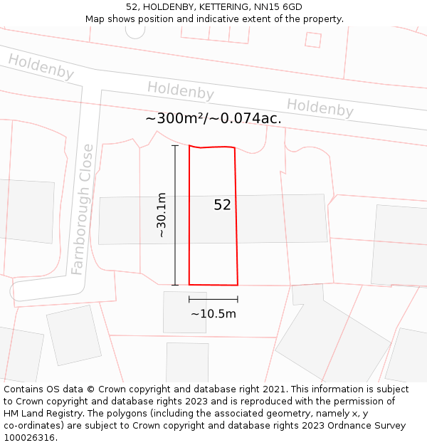 52, HOLDENBY, KETTERING, NN15 6GD: Plot and title map