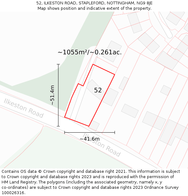 52, ILKESTON ROAD, STAPLEFORD, NOTTINGHAM, NG9 8JE: Plot and title map