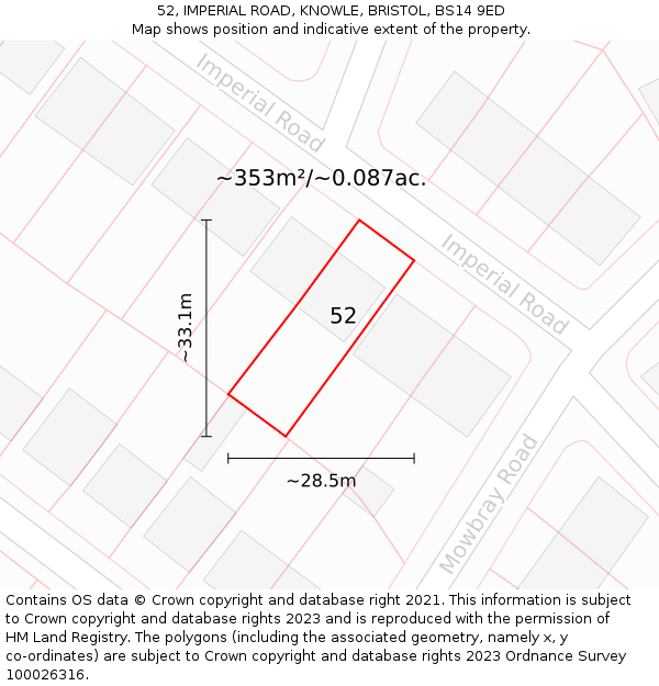 52, IMPERIAL ROAD, KNOWLE, BRISTOL, BS14 9ED: Plot and title map