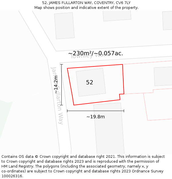 52, JAMES FULLARTON WAY, COVENTRY, CV6 7LY: Plot and title map