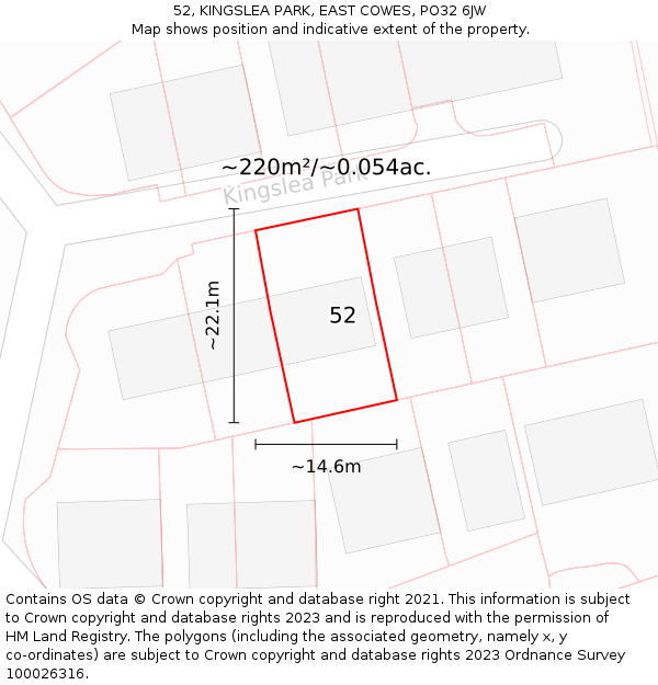 52, KINGSLEA PARK, EAST COWES, PO32 6JW: Plot and title map