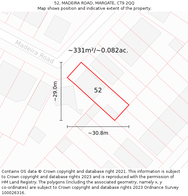 52, MADEIRA ROAD, MARGATE, CT9 2QQ: Plot and title map