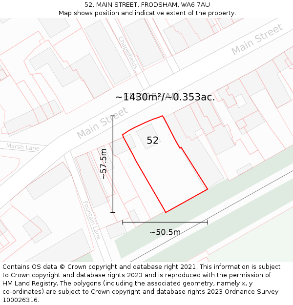 52, MAIN STREET, FRODSHAM, WA6 7AU: Plot and title map