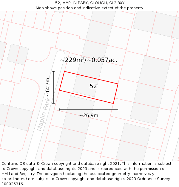 52, MAPLIN PARK, SLOUGH, SL3 8XY: Plot and title map