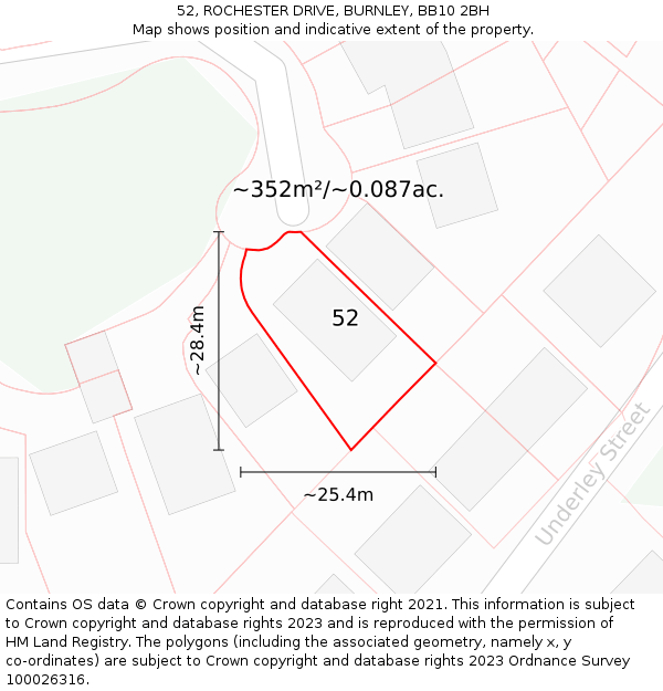 52, ROCHESTER DRIVE, BURNLEY, BB10 2BH: Plot and title map