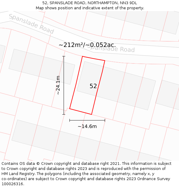 52, SPANSLADE ROAD, NORTHAMPTON, NN3 9DL: Plot and title map