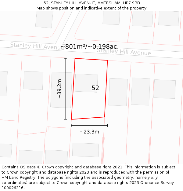 52, STANLEY HILL AVENUE, AMERSHAM, HP7 9BB: Plot and title map