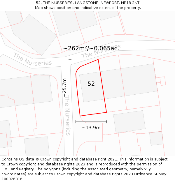 52, THE NURSERIES, LANGSTONE, NEWPORT, NP18 2NT: Plot and title map