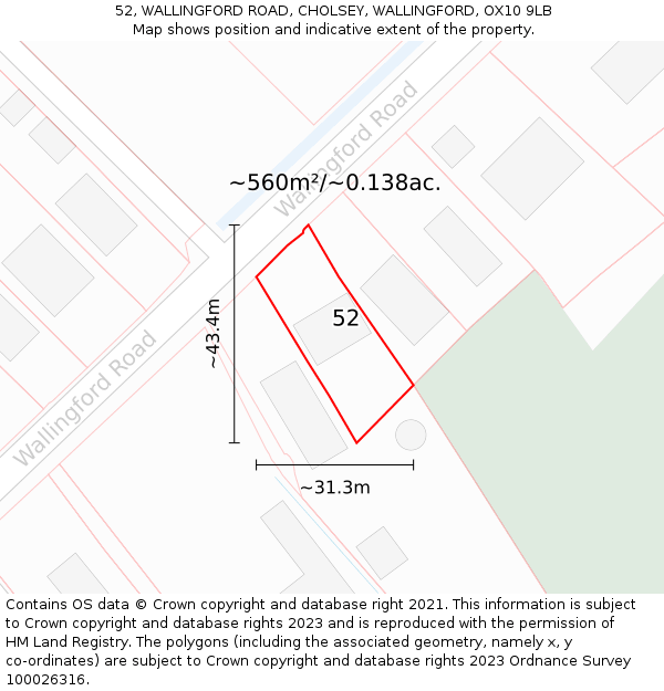 52, WALLINGFORD ROAD, CHOLSEY, WALLINGFORD, OX10 9LB: Plot and title map