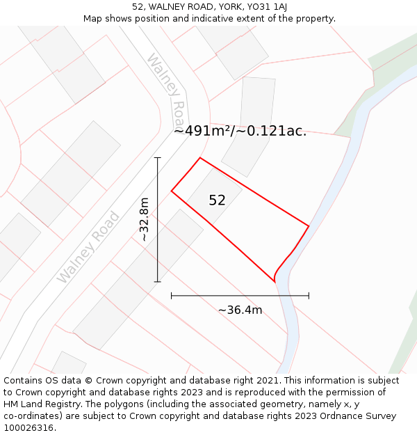 52, WALNEY ROAD, YORK, YO31 1AJ: Plot and title map